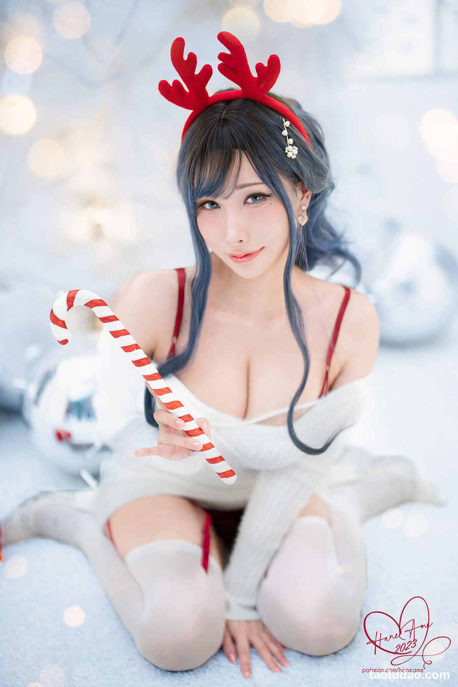 雨波_HaneAme - Original 2023 White Christmas Moose Onesan(麋鹿姐姐)[38P-205M]-绅士图