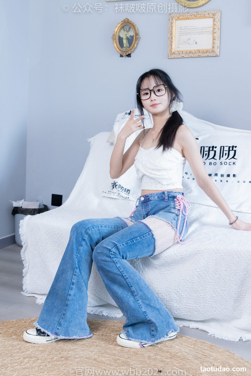图片[4]-[BoBoSocks袜啵啵]NO.372 甜甜圈-板鞋、白色蕾丝袜、可拆卸牛仔裤、裤里丝[140P+1V／6.32GB]-艺库