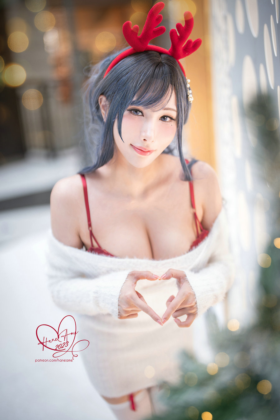 Hane Ame 雨波写真 – Original 2023 White Christmas Moose Onesan / 35P-199MB / cos萌妹-绅士图