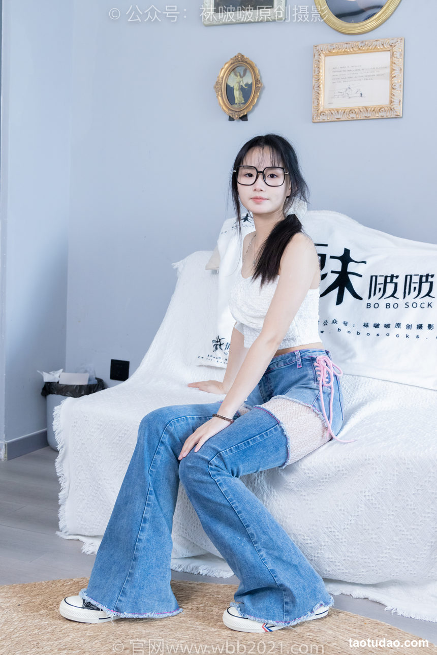 图片[3]-[BoBoSocks袜啵啵]NO.372 甜甜圈-板鞋、白色蕾丝袜、可拆卸牛仔裤、裤里丝[140P+1V／6.32GB]-艺库