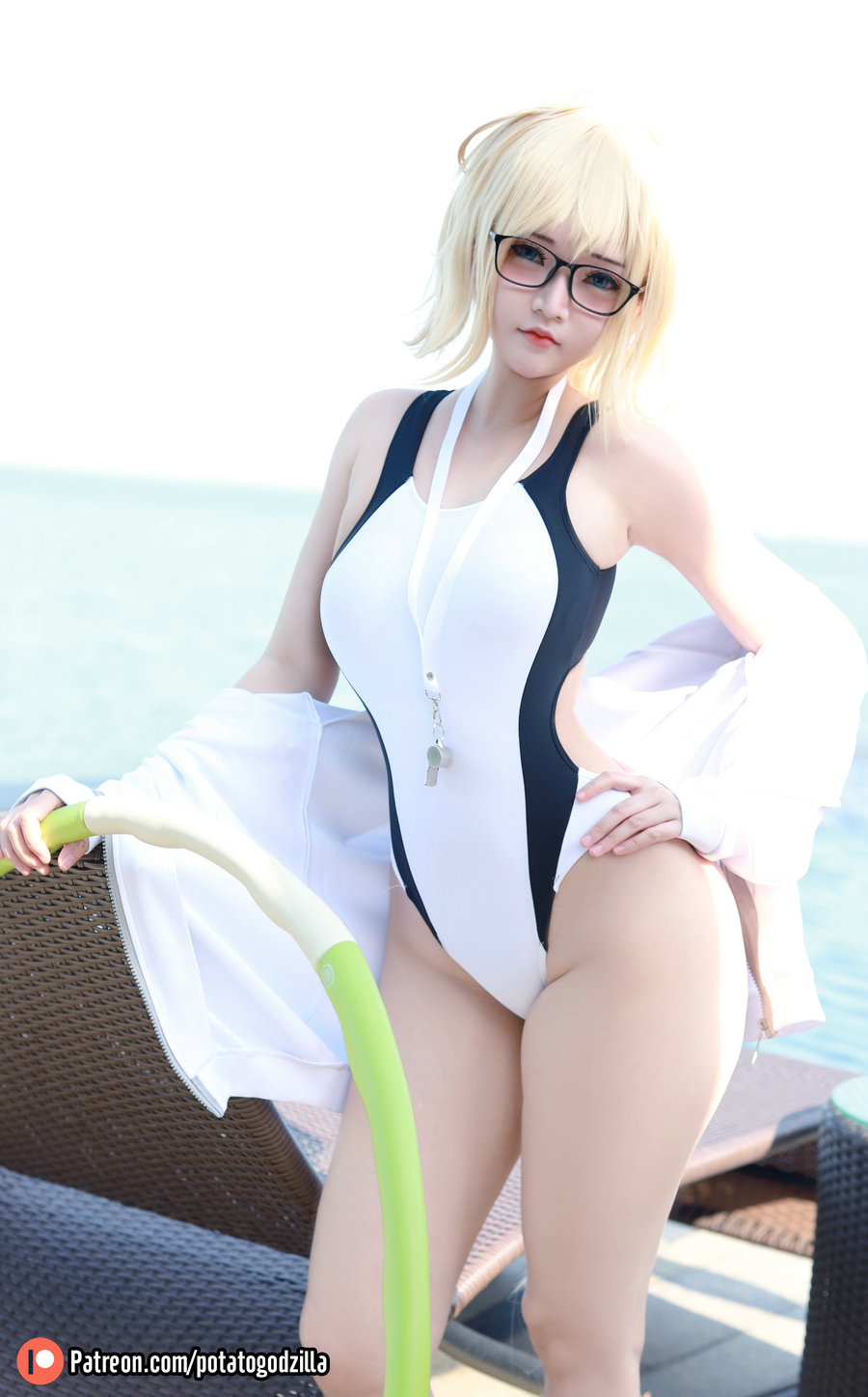 Coser小姐姐Potato Godzilla - Jeanne d'Arc Swimsuit / 26P-210MB / cos萌妹-绅士图