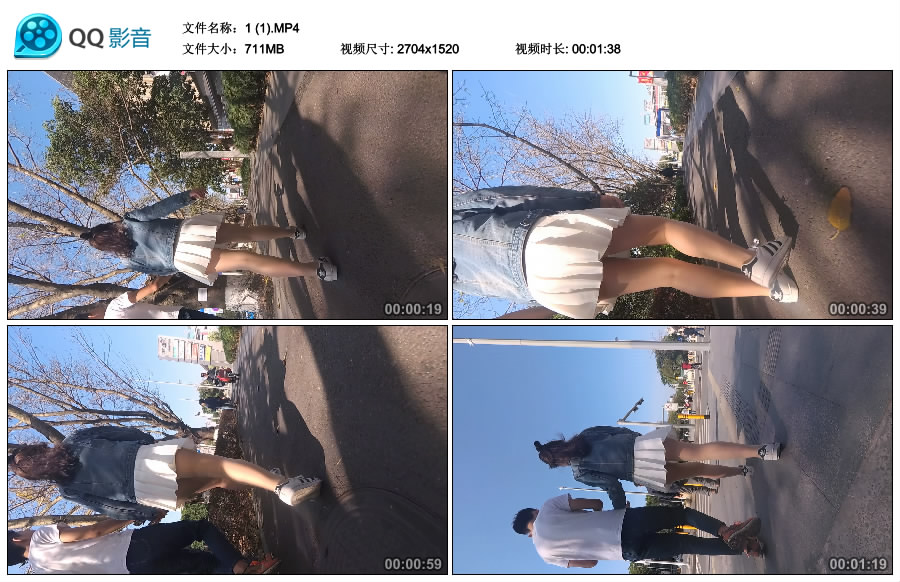 精选街拍视频 No.2779 牛仔外套白色超短裙丝袜学妹 / 711MB / 街拍视频-艺库