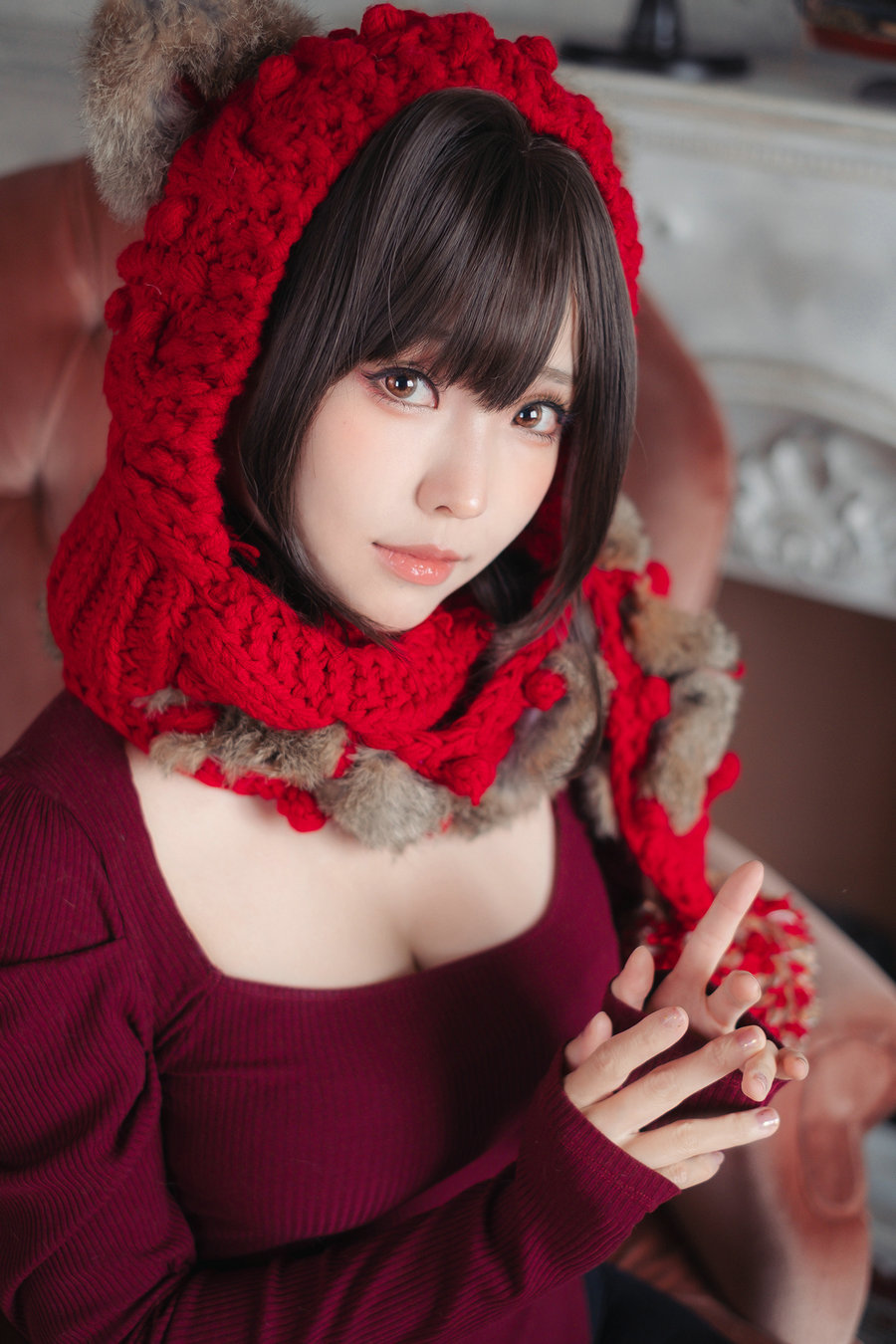 Ely_eee(ElyEE子) - 红色 KNITTING / 52P-110MB / cos萌妹-艺库