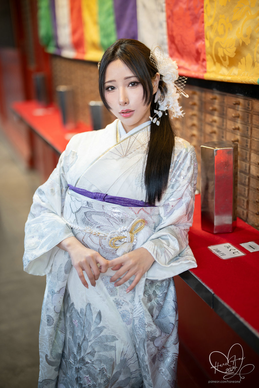 Hane Ame 雨波写真 – Original 2024 New year Silver Kimono / 30P5V-103MB / cos萌妹-绅士图