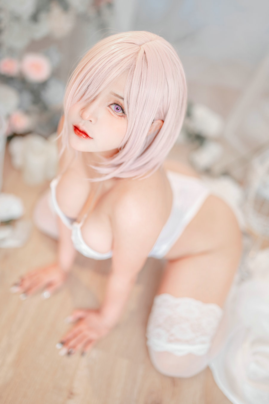 Sayo Momo – Mashu white lingerie body oil / 57P8V-651MB / cos萌妹-绅士图