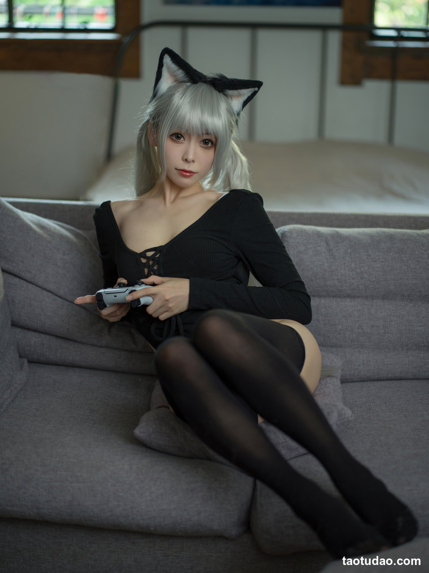 图片[2]-樱岛嗷 – NO.09 黑猫针织衫连体衣 [57P+1V-704MB]-艺库