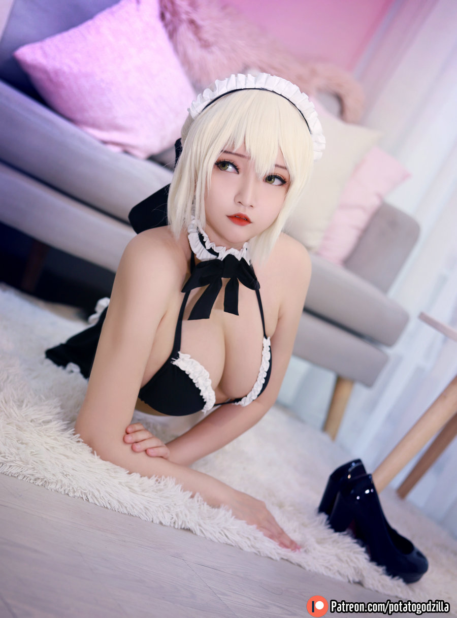 Coser小姐姐Potato Godzilla – Saber Alter Maid / 43P-288MB / cos萌妹-艺库