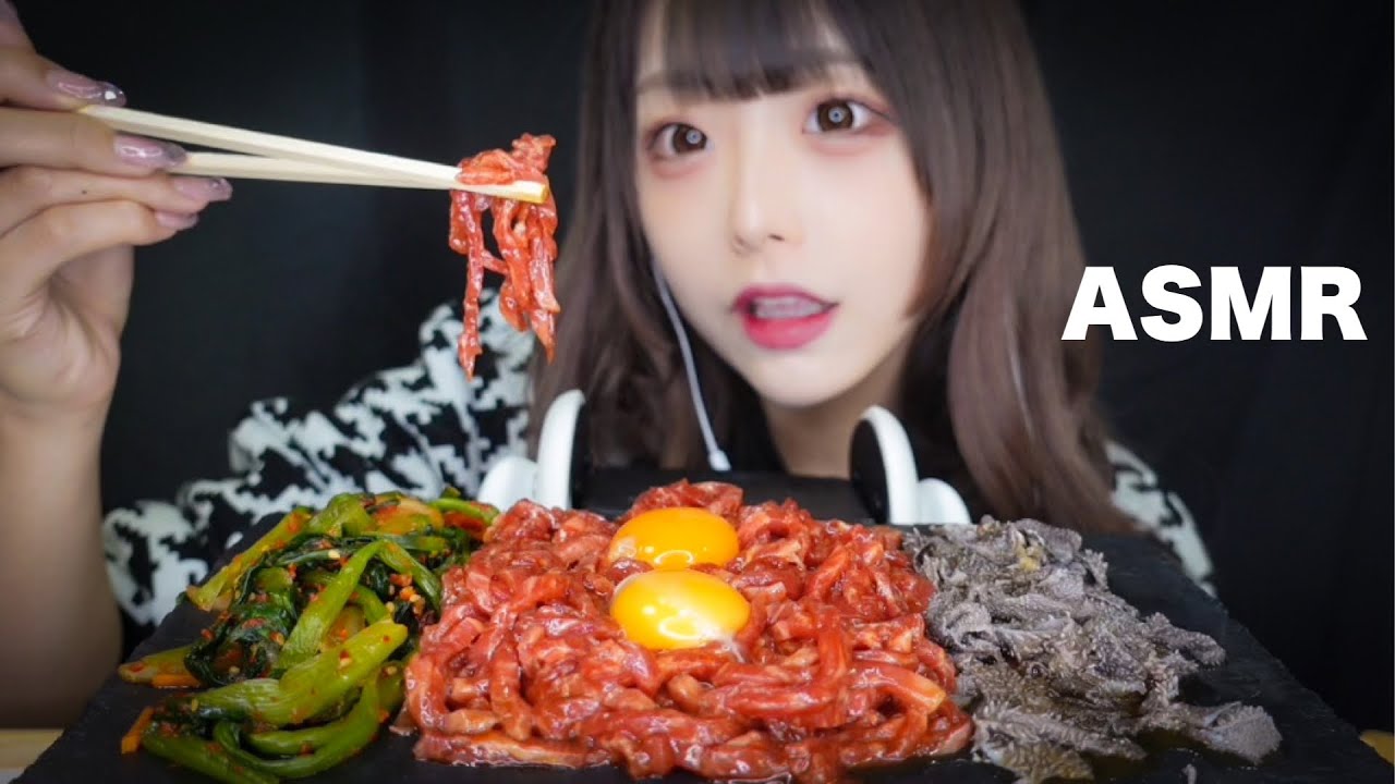 [神乐]吃生拌牛肉和生毛肚的咀嚼音-神乐日菜子 / 日本ASMR-艺库